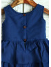 Navy Blue Cotton Cupcake Flower Girl Dress